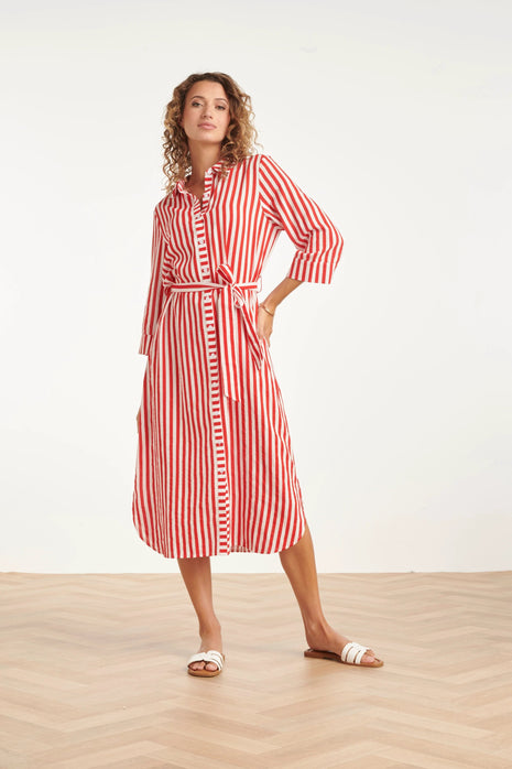 Jurk met strepen - 26035 - Rood/wit by Smashed Lemon