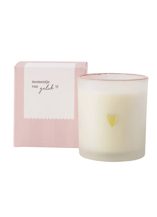 Geurkaars glas in doosje momentje van geluk - wit/goud/roze by Zusss