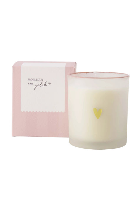 Geurkaars glas in doosje momentje van geluk - wit/goud/roze by Zusss