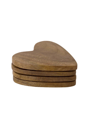 Set van 4 onderzetters hart - naturel by Zusss