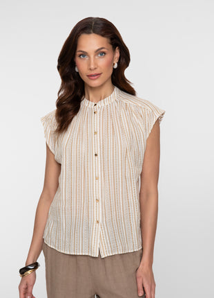 Bluse gestreift goldene Knöpfe - 63353-81