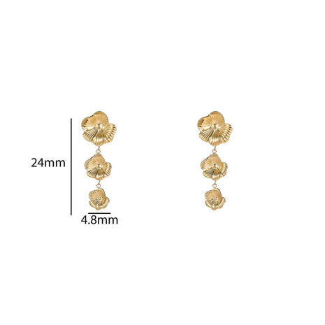Oorbellen - Long Flower Stud - 14K