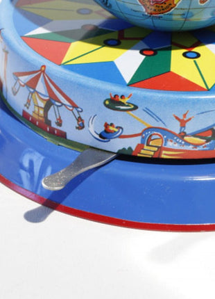 Carrousel met vliegtuigen rond de wereldbol, 34 × 16 cm, Gemaakt in Duitsland
