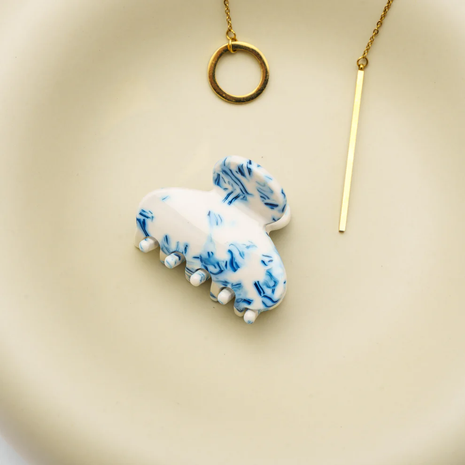 Zoë - Mini clip Marmer - wit/ blauw - Modeaccessoires - Haarspelden
