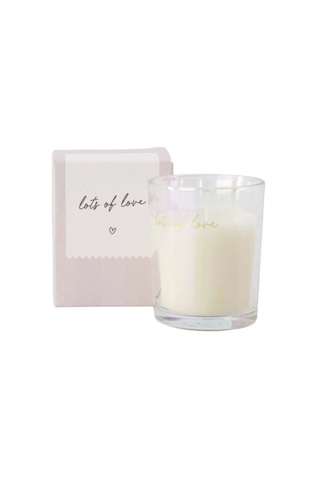 Geurkaars glas in doosje lots of love - wit/goud/zand by Zusss